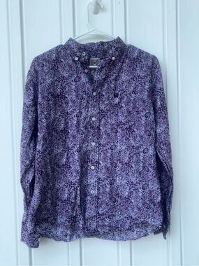 Cinch Boys XXL 16/18 Purple Paisley Western Button Down Long Sleeve Shirt